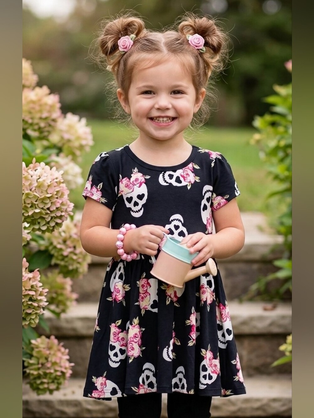Dot Dot Smile Girls Dress Size 12 24 Months Pink Bow Skull Cap Sleeve